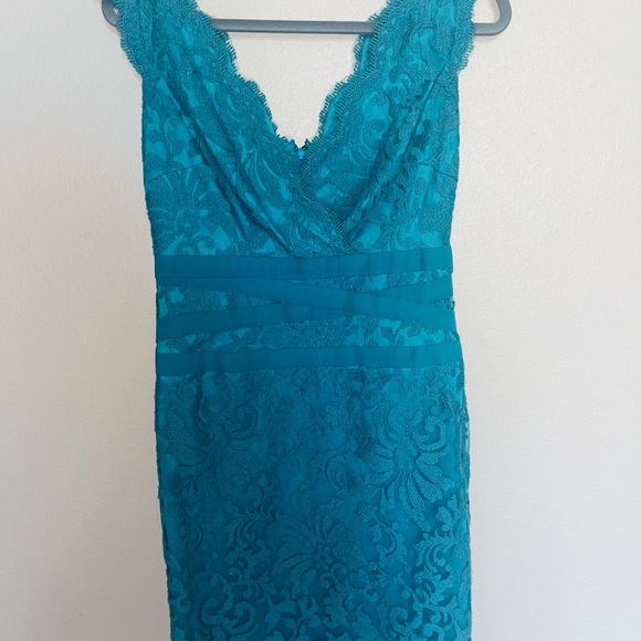 Tadashi Shoji turquoise lace dress formal - Picture 5 of 5
